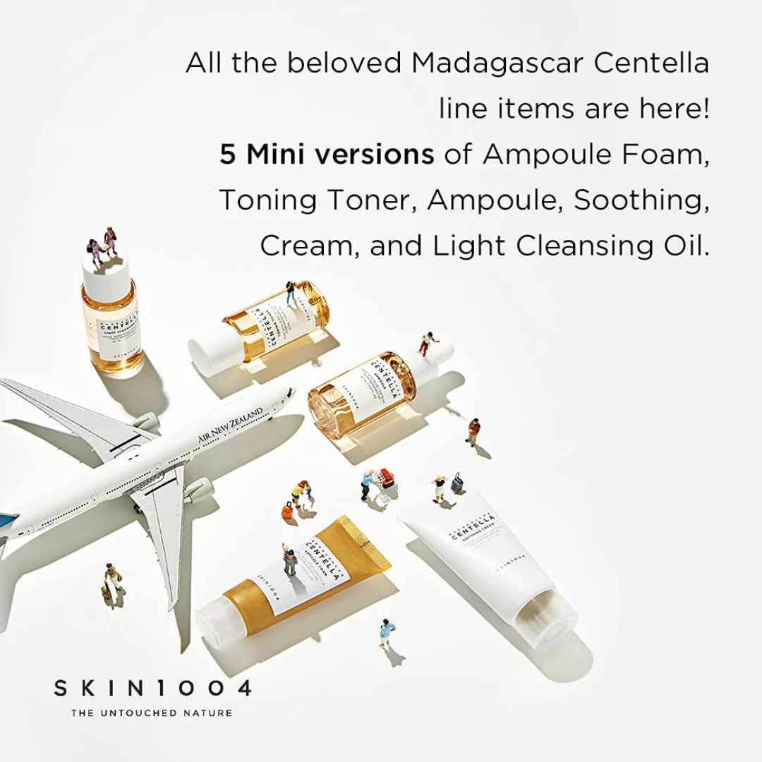 Skin1004 Madagascar Cenella 5 Products Travel Kit (Cleansing Oil + Foam + Toner + Ampoule + Cream)