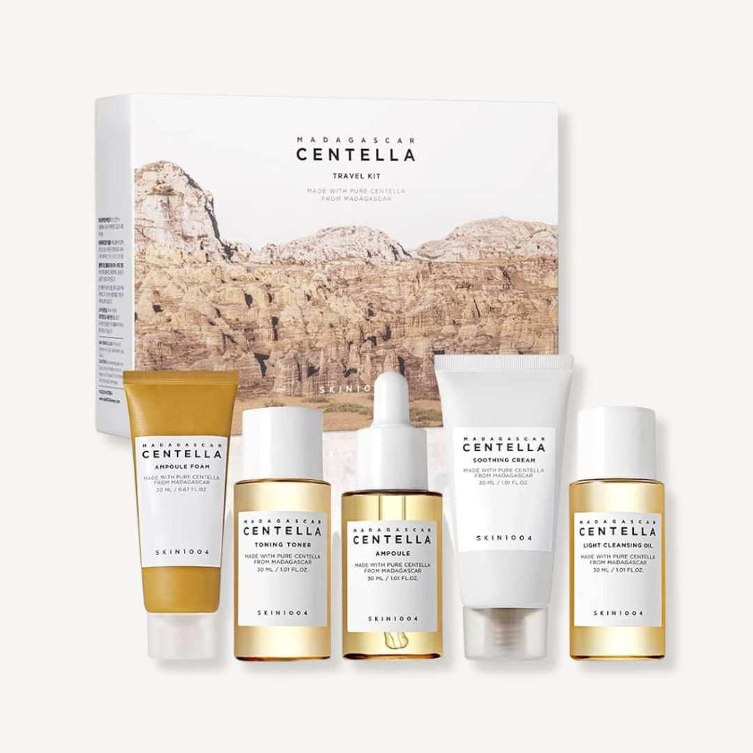Skin1004 Madagascar Cenella 5 Products Travel Kit (Cleansing Oil + Foam + Toner + Ampoule + Cream)